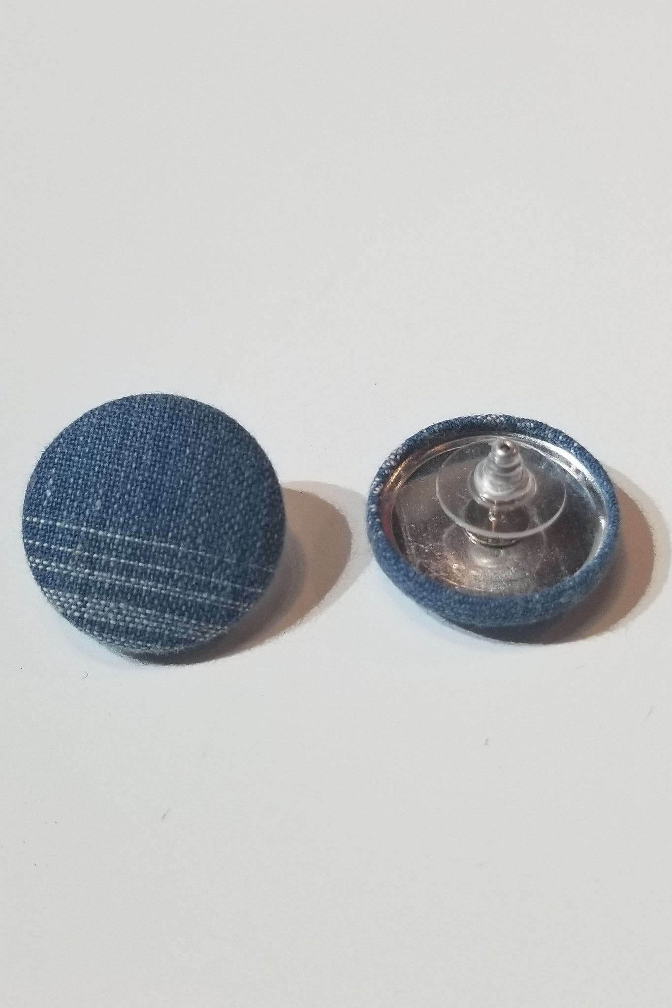 Blue Button Earrings