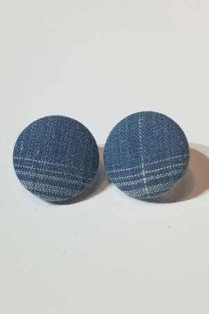 Blue Button Earrings