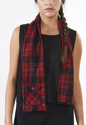 Red Plaid Vest Scarf - FOAT